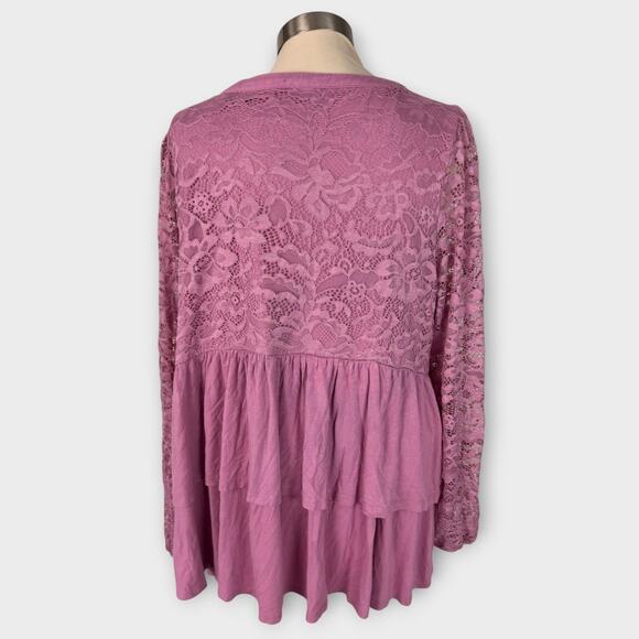 Super Soft Knit by Torrid Womens Size 3 Pink V Neck Peplum - Picture 6 of 9